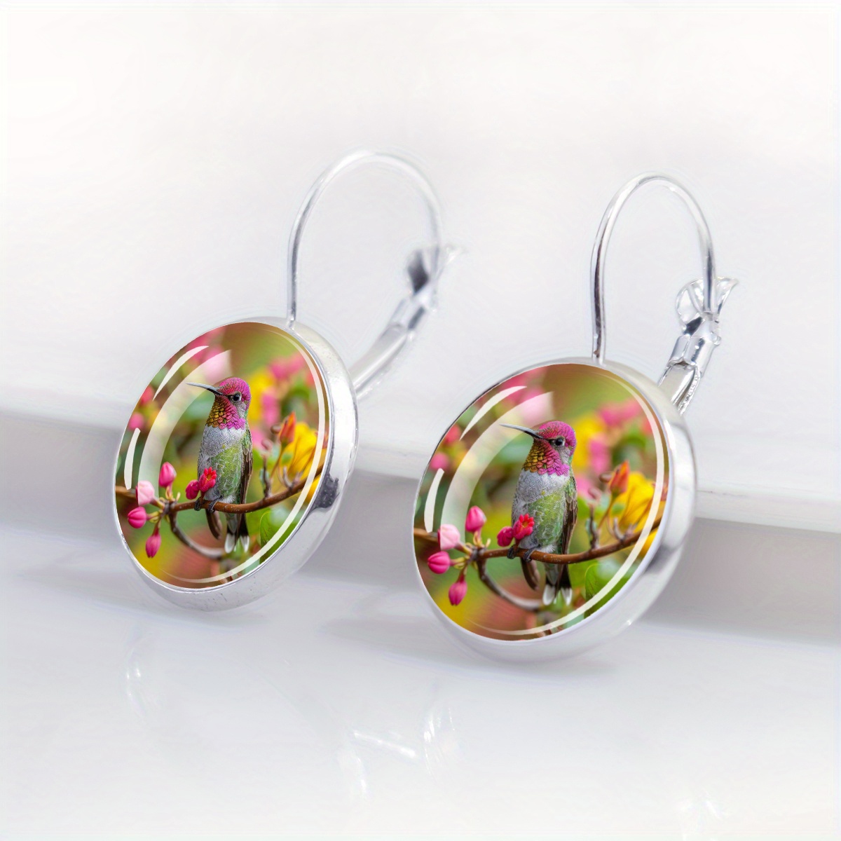 Rustic-Style Hummingbird Theme Earrings